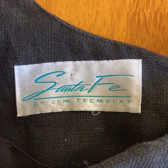 Vintage Santa Fe Short Sleeve Linen Dress Black - Picture 10 of 11